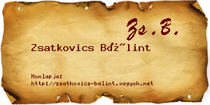 Zsatkovics Bálint névjegykártya